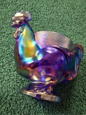 Boyd Art Glass Rooster Egg Holder Cup #30 Cobalt Carnival